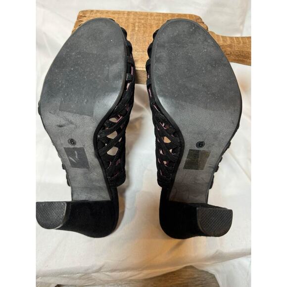 Anthropologie Farylrobin Black Caged Heels Shoes‎ size 7 - Picture 8 of 10